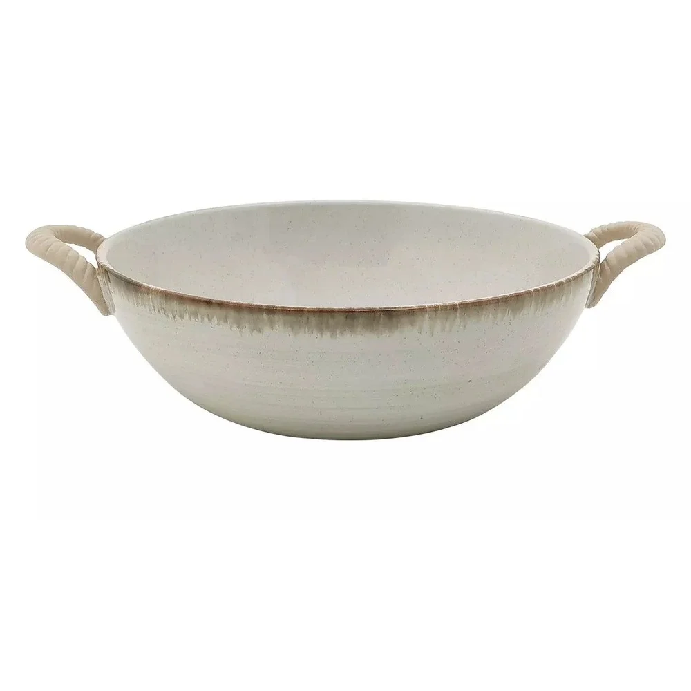Everyday Decor Wicker Handle Ceramic Bowl Brand New 3 3/4